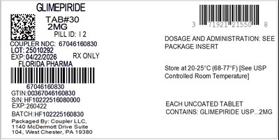 Label (71921 215 50 Glimepiride 2mg 67046 1608 30)